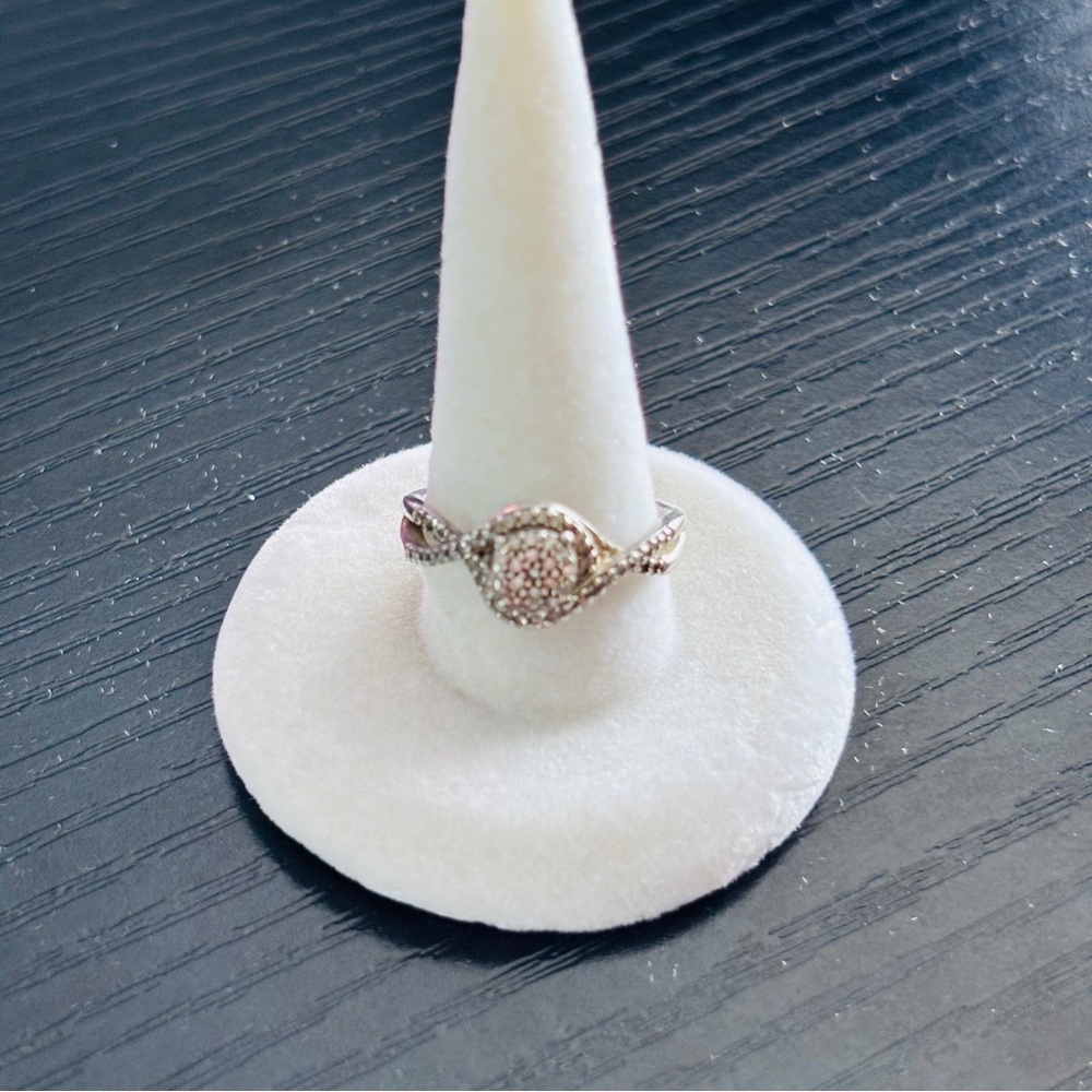 VINTAGE Sterling Silver 925 Pave Swirl Halo Ring Style